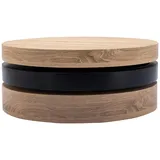 vente-unique Couchtisch rund Schwarz Eiche 80 x 32,5 x 80 cm