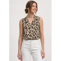 STREET ONE Blusentop mit Bowling-Kragen und Knoten Beige 34