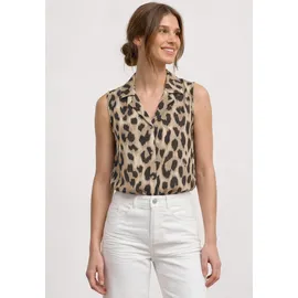 STREET ONE Blusentop mit Bowling-Kragen und Knoten Beige 34