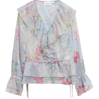 Comma, Feminine Chiffonbluse mit Volant-Details Blau/Mehrfarbig 38