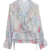 Comma, Feminine Chiffonbluse mit Volant-Details Blau/Mehrfarbig 38