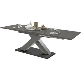 Mäusbacher Komfort 2.0 Esstisch Holzwerkstoff X-Form Ausziehbar - Asteiche/Schwarzstahl
