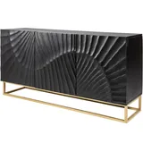 Riess Ambiente Massives Sideboard Scorpion 140cm schwarz Mangoholz aufwendige 3D Schnitzereien Kommode Anrichte