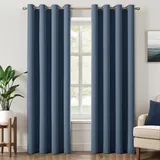 MIULEE Verdunklungsvorhänge Thermo Modern Ösen 2er Set 140x200cm Stahlblau