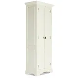 Woodkings Kleiderschrank Catana | Massivholz Schrank 75x190 cm Cremeweiß | Garderobenschrank im Landhausstil für Flur und Schlafzimmer | mit Kleiderstange und Ablage