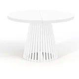 dekori.interiors Dekori_Interiors Esstisch, (Weiß, Holz, Rund, 100x77x150 cm, Esszimmer, Dover - Industrial/Loft Still mit Lamellenbeine, Durchmesser Varianten : von 90 bis 220 100/150)