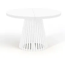 dekori.interiors Dekori_Interiors Esstisch, (Weiß, Holz, Rund, 100x77x150 cm, Esszimmer, Dover - Industrial/Loft Still mit Lamellenbeine, Durchmesser Varianten : von 90 bis 220 100/150)