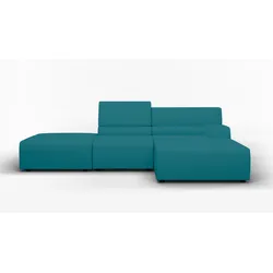 Ecksofa EGOITALIANO "Babouche, Designsofa mit außergewöhnlichem Sitzkomfort zum Wohlfühlen", blau (türkis), B:287cm H:80cm T:98cm, Leder CAREZZA (echtes Rindsleder) ist ein Naturleder, dass die ursprünglichen Eigenschaften der Haut nicht verändert. Das Vorhandensein von verheilten Narben, Körnungsunterschiede, Falten, Adern, Unterschiede in den Farbtönen und andere Spuren, die die Natur auf diesen Fellen hinterlassen hat, sind ein Beweis für die absolute Echtheit und das Zeugnis ihres großen Wertes., Sofas