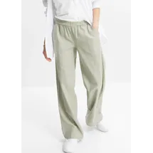 bonprix Palazzohose BONPRIX, Damen, Gr. 40, N-Gr, grün (seegras), Obermaterial: 55% Leinen, 45% Viskose, loose fit, Hosen Palazzohose, aus Leinen und Viskose, Loose Fit Passform, mit Smock-Bund