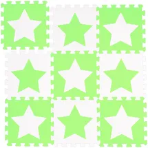 Relaxdays Puzzlematte Sterne, weiß-grün
