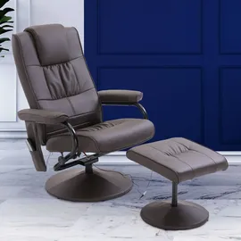 Homcom Massagesessel mit Hocker Kunstleder 64 x 95 x 77 cm Braun elektrisch drehbar