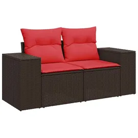 vidaXL Sofa Set 7-tlg. Braun/Rot Loungesofa