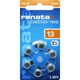 Renata Gr. 13 Hörgerätebatterien 6er Blister PR48 Orange REB 100791