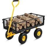 Vevor Bollerwagen 227kg Gartenwagen 86x46x20cm Gerätewagen 4X 25,4cm Räder Transportwagen Stahlrahmen Gartenkarre 82cm Griff Gartenkarre Für Gärten Rasenflächen Höfe Strände Bauernhöfe Lagerhäuser