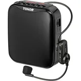 TONOR Sprachverstärker Tragbar, Wiederaufladbarer Mini Stimmverstärker mit Bluetooth Lautsprecher, Kabelgebundenem Mikrofon-Headset, PA-System für Trainer, Reiseführer, Tagungen, Fitness, K10