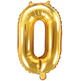 Premium Weddings Folienballon Zahl 0 Gold 35 cm Zahlenballon Party Dekoration Geburtstag Jubiläum Jahrestag Silvester Neujahr inkl. Strohhalm für Befüllung