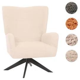 Mendler Lounge-Sessel HWC-N65 Chenille 75 x 99 x 75 cm creme-beige drehbar