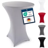 Blumtal Stretch Stehtisch Hussen Bügelfrei - Oeko -TEX zertifizierte Tischhussen für Stehtische Ø 80 – 85 cm - Verstärkung im Fußbereich - waschmaschinengeeignet - Silbergrau