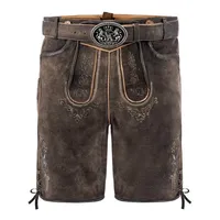 FUCHS Trachtenlederhose Lederhose kurz Daniel dunkelbraun (3-tlg) inkl. Gürtel und Hosenträger braun 52