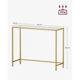 VASAGLE Konsolentisch Glas gold 100,0 x 35,0 x 80,0 cm