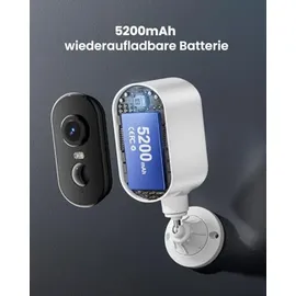 czeview 2K Überwachungskamera Aussen Akku Weiß