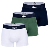 Lacoste Herren Boxershorts Classique Lacoste Trunks Big Croc Print Casual Cotton Stretch Grün/Dunkelblau Weiß S