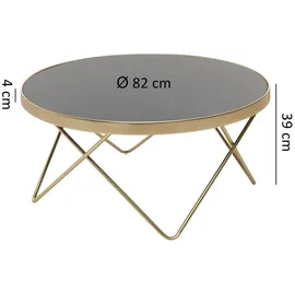 Wohnling Couchtisch rund Schwarz Gold Glas 82 x 39 cm