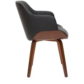miliboo Design-Stuhl Kunstleder schwarz Walnuss