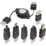 USB-Adapter-Set 7-teilig mit praktischer Aufrollbox, USB-Verlängerungskabel für den direkten Anschluss an einem USB-Gerät