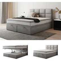 Trada Tropea Boxspringbett 140 x 200 mit Bettkasten Grau - Grau