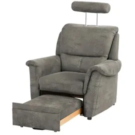 meinSofa Sessel Chris Mikrofaser 102 x 96 x 92 cm Braun mit Hocker