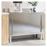 vidaXL Küchen-Arbeitstisch mit Schiebetüren Edelstahl