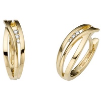 Firetti Paar Creolen »Schmuck Geschenk Gold 585, Edles Design, teilw. mehrreihig, massiv«, mit Brillant - Kanalfassung, 44443702-0 Gelbgold-585-weiß 0,05 ct P2 = erkennbare Einschlüsse