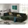 best mobilier Lisa Design Jake - Wohnlandschaft - mit Schlaffunktion und Bettkasten - 7-Sitzer - aus Cord - links Grün