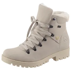 Winterboots RIEKER, Damen, Gr. 40, beige, Lederimitat, sportlich, Schuhe, Schnürboots, Winterstiefelette mit Rieker-TEX Ausstattung