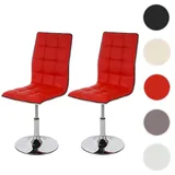 Mendler 2er-Set Esszimmerstuhl HWC-C41, Stuhl K√ochenstuhl, h√∂henverstellbar drehbar, Kunstleder MVG-zertifiziert ~ rot