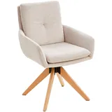 Livetastic Armlehnstuhl, Creme, Holz, Metall, Textil, Eiche, massiv, Füllung: Schaumstoff, konisch, 59x91x64 cm, Sitzfläche 360° drehbar, Esszimmer, Stühle, Esszimmerstühle, Armlehnenstühle