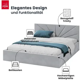 Fdm Polsterbett grau Holzwerkstoff, 140x200 cm Schlafzimmer, Betten, Polsterbetten
