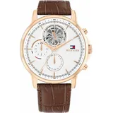 Tommy Hilfiger Stewart 44 Mm Uhr - White / Brown Leather - One Size