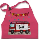 Kinderschürze Schürze Kinder Jungen Mädchen - Feuerwehr - Feuerwehrauto - Geschenk - 7-14 Jahre - Pink - kochschürze personalisierte geschenke kind und für name personalisierter - 7-13 Jahre