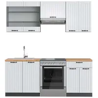 Vicco Küchenzeile Fame-Line 200 cm Weiß Landhaus/Anthrazit