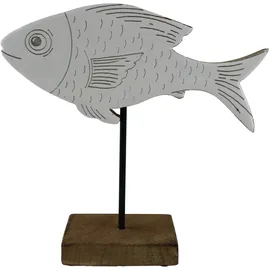 AM Design Dekofigur AM DESIGN "Fisch aus Mangoholz und Metall", weiß, B:5cm H:20cm T:20cm, Holzwerkstoff, Metall, Dekofiguren, Osterdekoration in zwei Größen