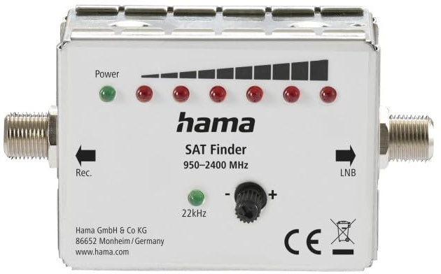 Hama 205359 SAT-Finder mit LED-Anzeige Metall Dämpfungsregler 2X F-Anschluss