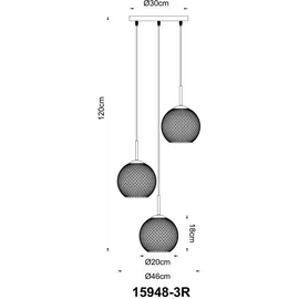 GLOBO Hängeleuchte 3-flg. 120 cm rund/Weiß/Metall