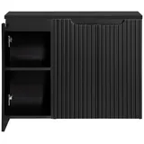 Lomadox Waschbeckenschrank NEWPORT-56-BLACK 80 cm Waschtisch-Unterschrank schwarz 40 cm tief Badschrank 3 Türen schwarz