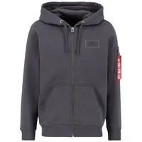 Alpha Industries Back Print Zip Kapuzenpullover Grey M
