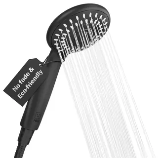 H&S Duschkopf mit Silikondüsen - Duschbrause mit 5 Sprühmodi - Handbrause Brausekopf für die Dusche - Duschkopf Wassersparend -Shower Head - Schwarz