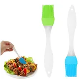 2 Stück Silikon Backpinsel, Küche Pastry Brush, Grillbürste Pinsel, Basting Gebäckbürste, BBQ Pinsel für Grillen, Gebäck, Rühren, Backen, Kochen,Farben Grün und Blau