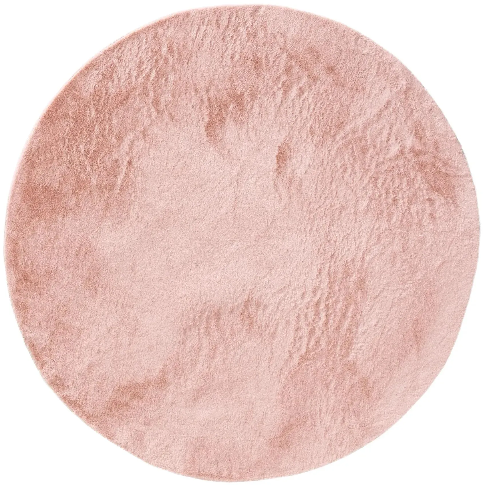 benuta Basic - Kunstfell-Teppich Furry Rosa ø 120 cm