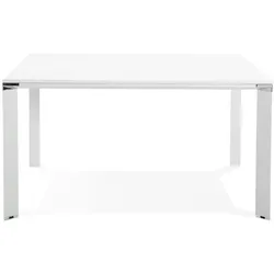 Kadima Design Bürotisch quadratisch modern  140x140 cm  Chrom-Akzente  Großer Schreibtisch  Weiß